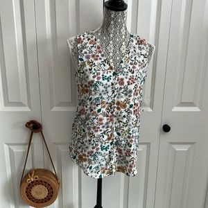 RachelZoe buttoned front sleeveless shirtstyle tank in fun floral pattern